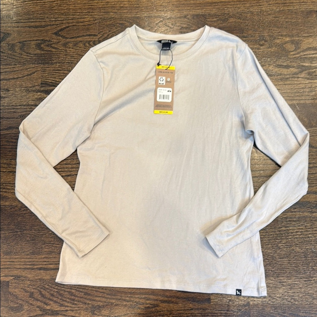 Eddie Bauer Gray Fitted T-Shirt long sleeve tan Medium NEW