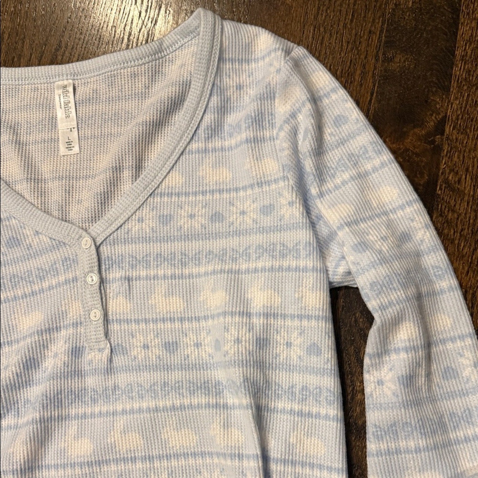 Wild fable Cozy pajama set L top XL bottom Blue Patterned bunny NEW