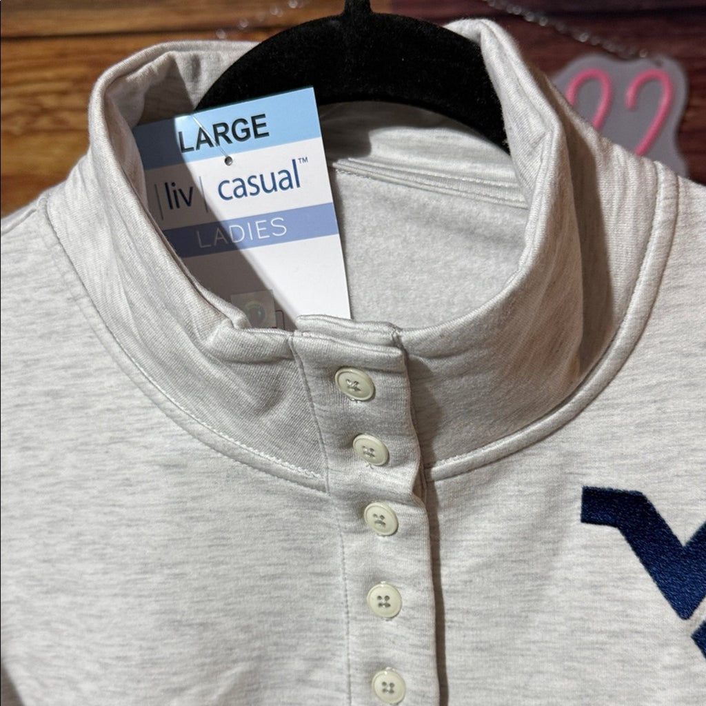 Liv Casual Women's NCAA Long Sleeve Fleece Lined Pullover Top WV Mountaineers XL