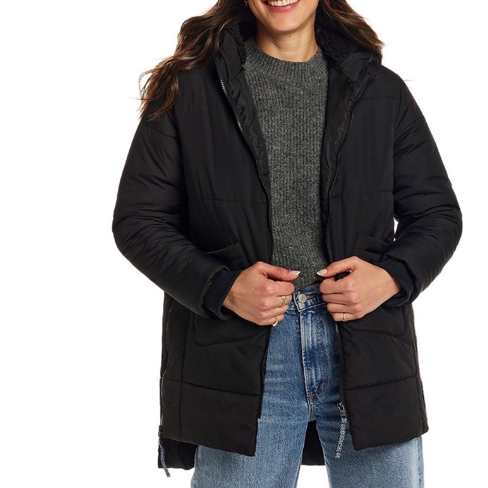 Weather proof woman’s long packable jacket XL NEW
