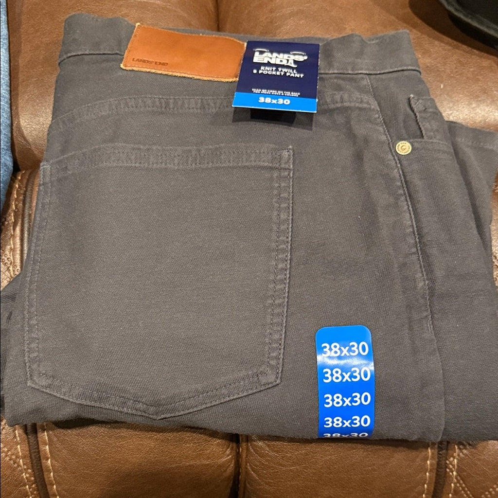 Lands' End Men's Charcoal Relaxed Jeans pants 38x30