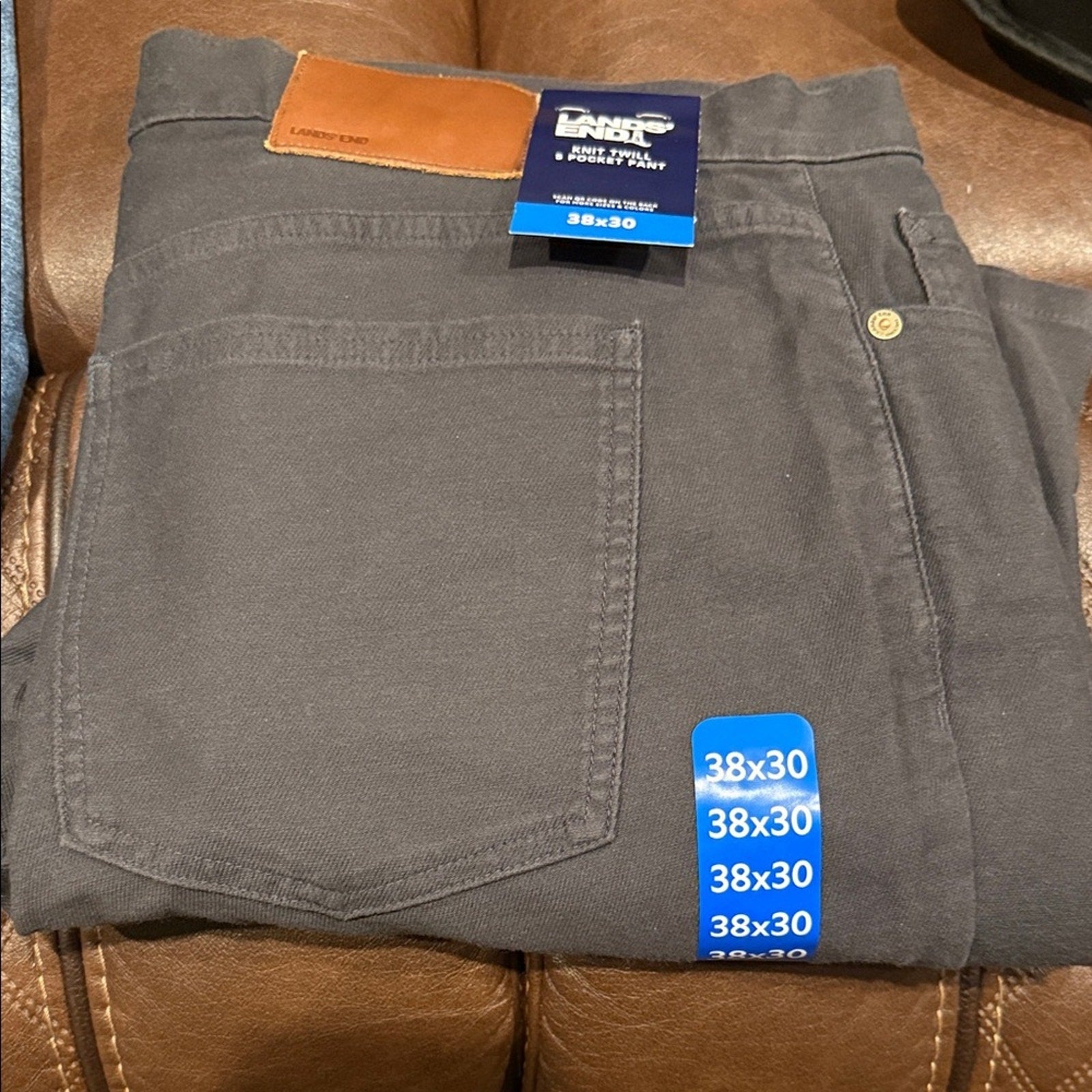 Lands' End Men's Charcoal Relaxed Jeans pants 38x30