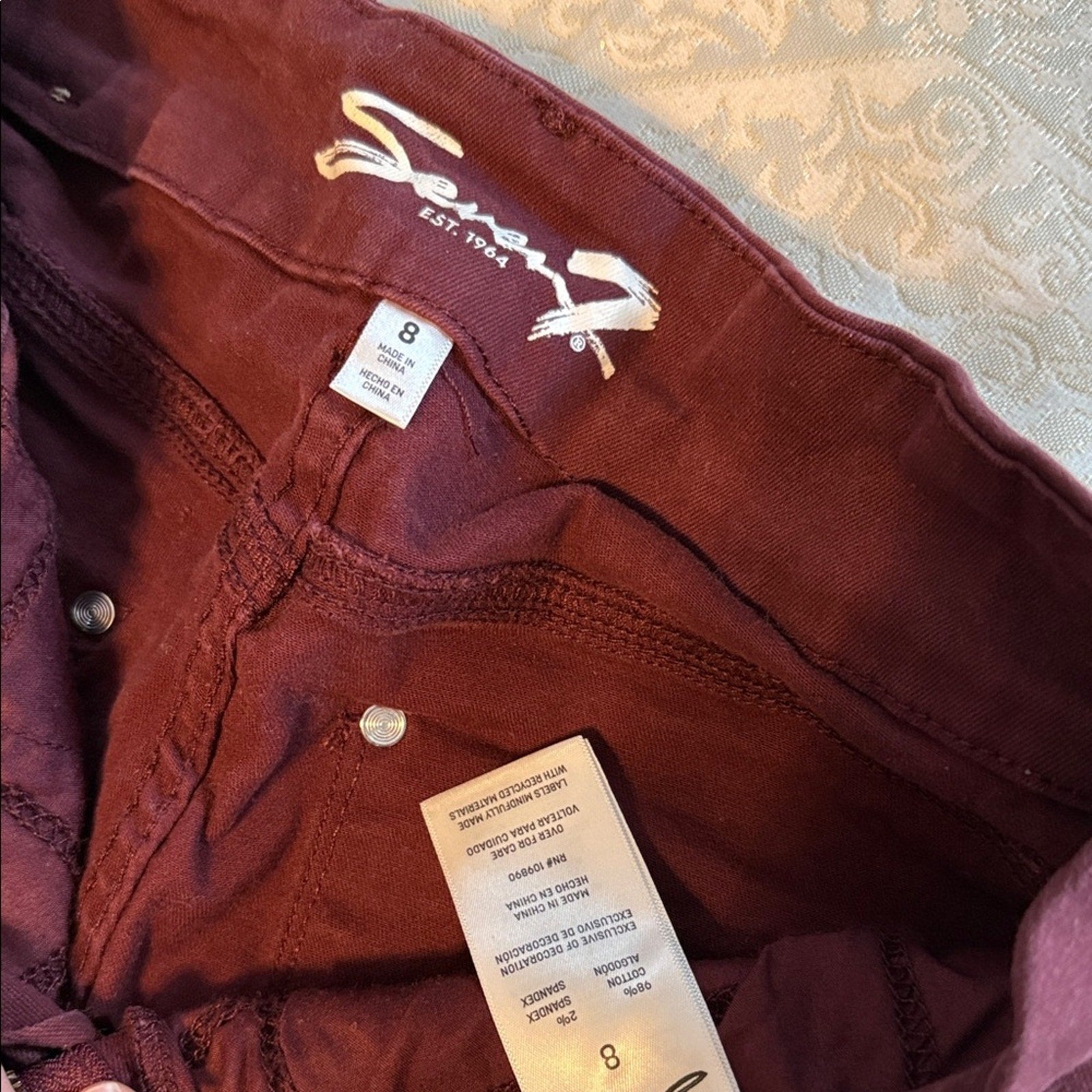 Seven 7 Burgundy Skinny Jeans size 8 Preloved condition
