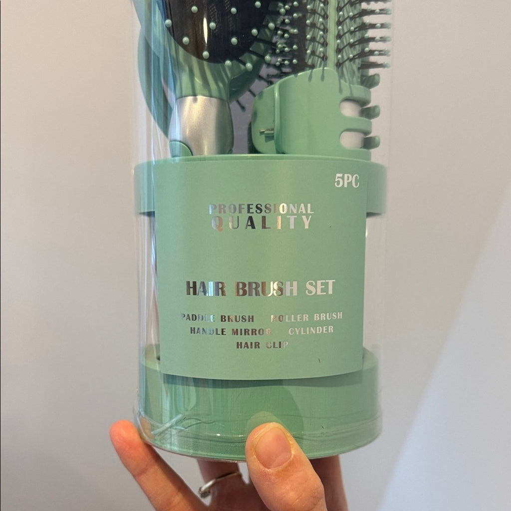 Green Hair Brush Set 5 piece gift set