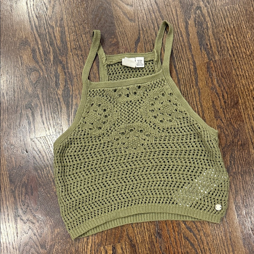 Roxy Olive Green Knit Halter Top Roxy xs Oversized used