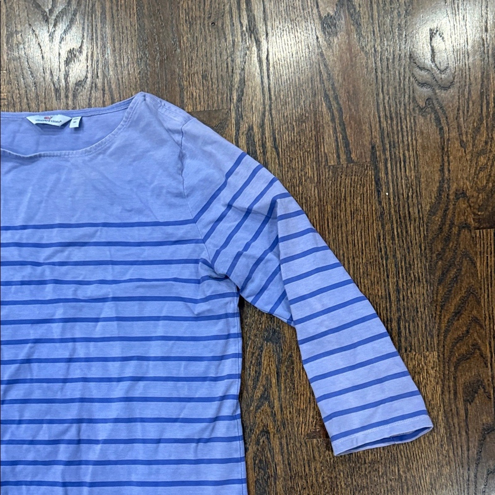 Vineyard Vines Blue Striped Knit Shift Dress 3/4 Sleeve Size Medium