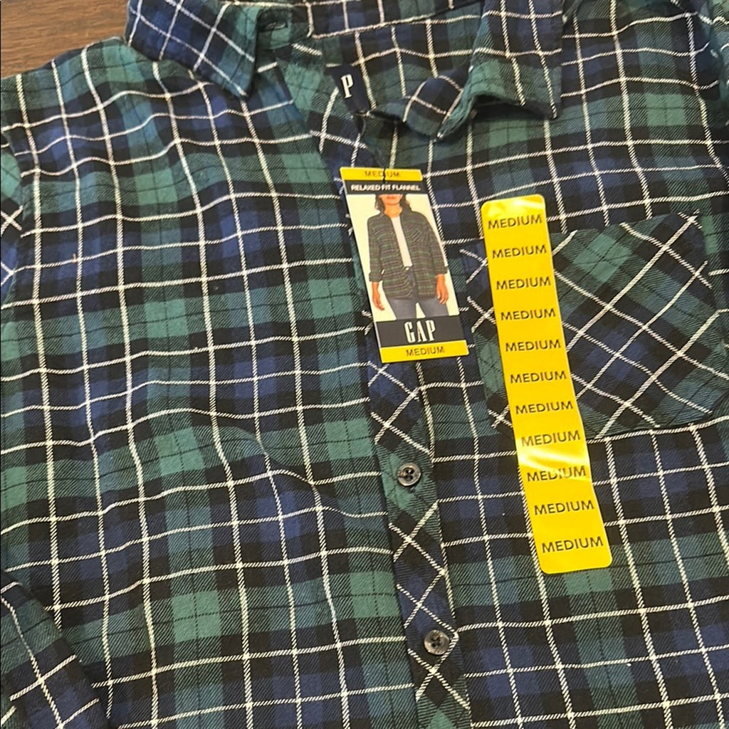 Ladies GAP Plaid Button-Up Shirt flannel small nwt