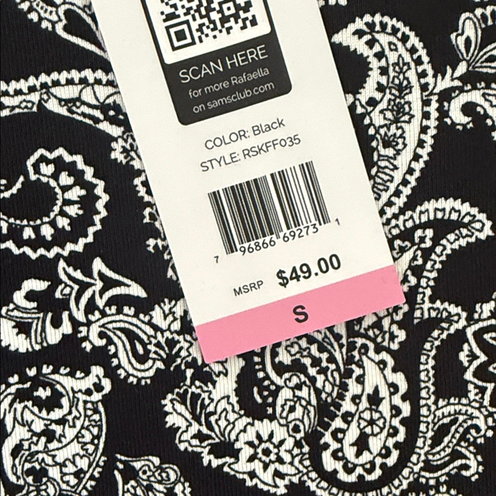 Rafaella Women’s Black & White Paisley Long Sleeve Top Size Small NWT