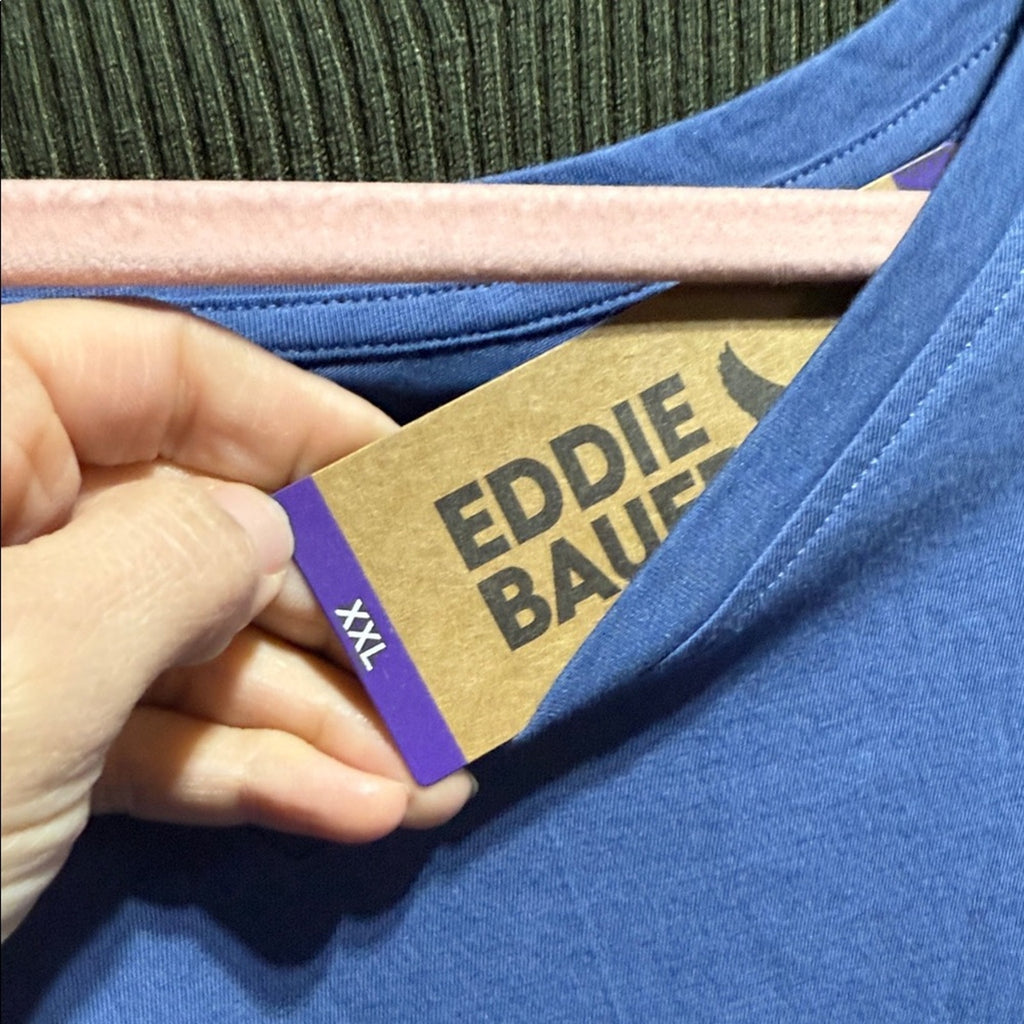Eddie Bauer woman’s vneck xxl plus Short Sleeve Blue Tee NEW
