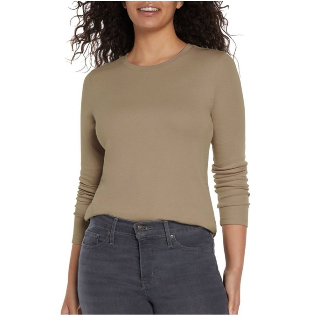 Eddie Bauer Gray Fitted T-Shirt long sleeve tan Medium NEW