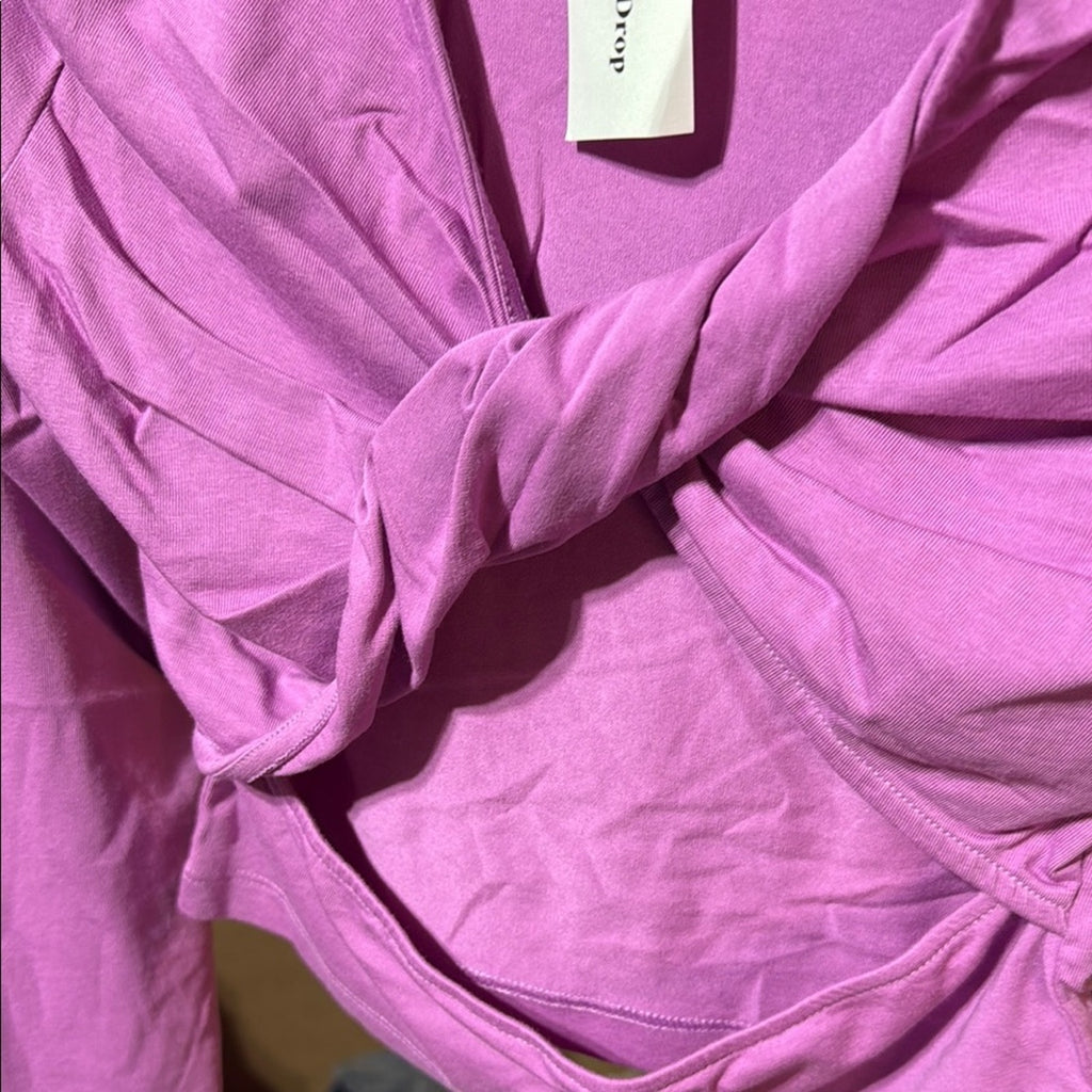 The drop small crop top  Pink Long Sleeve Blouse NEW