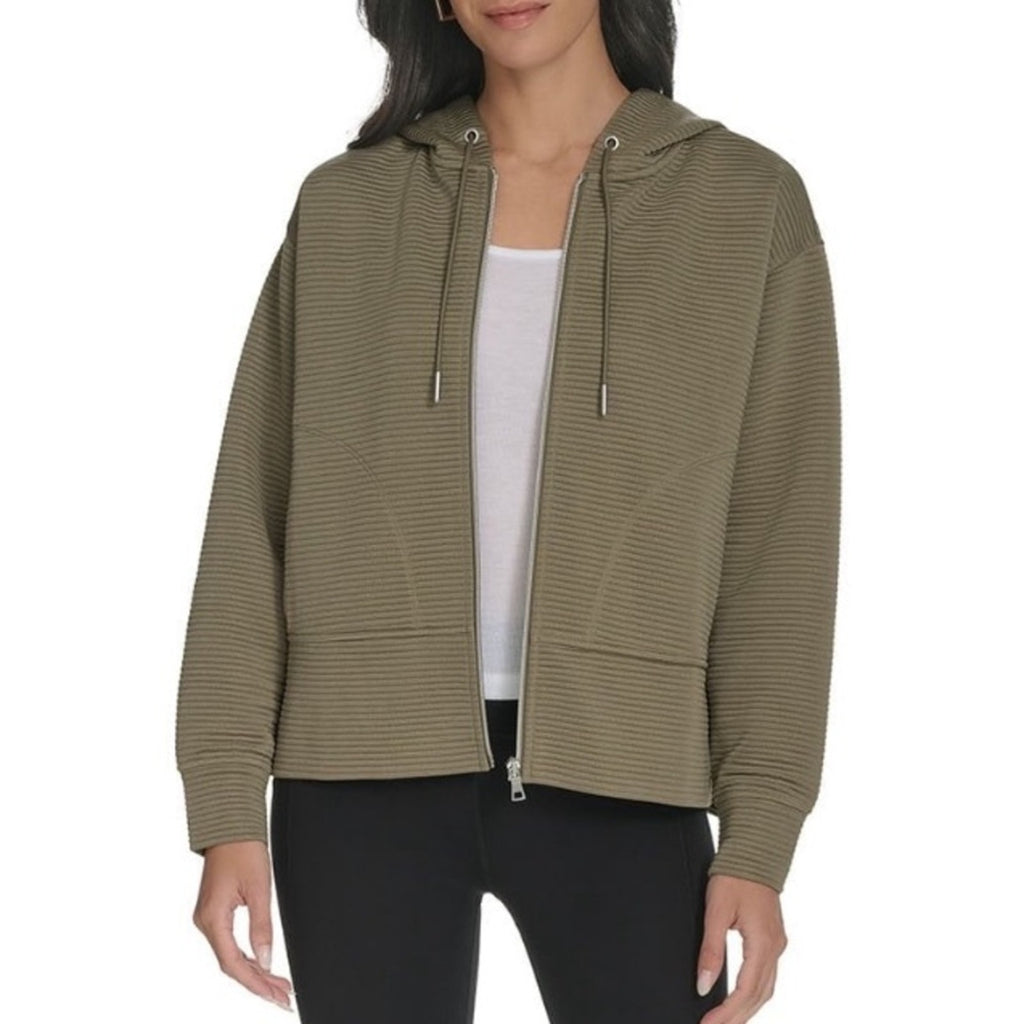 DKNY Women’s Utility Full Zip Hoodie Sweatshirt Olive Green Size XL NWT