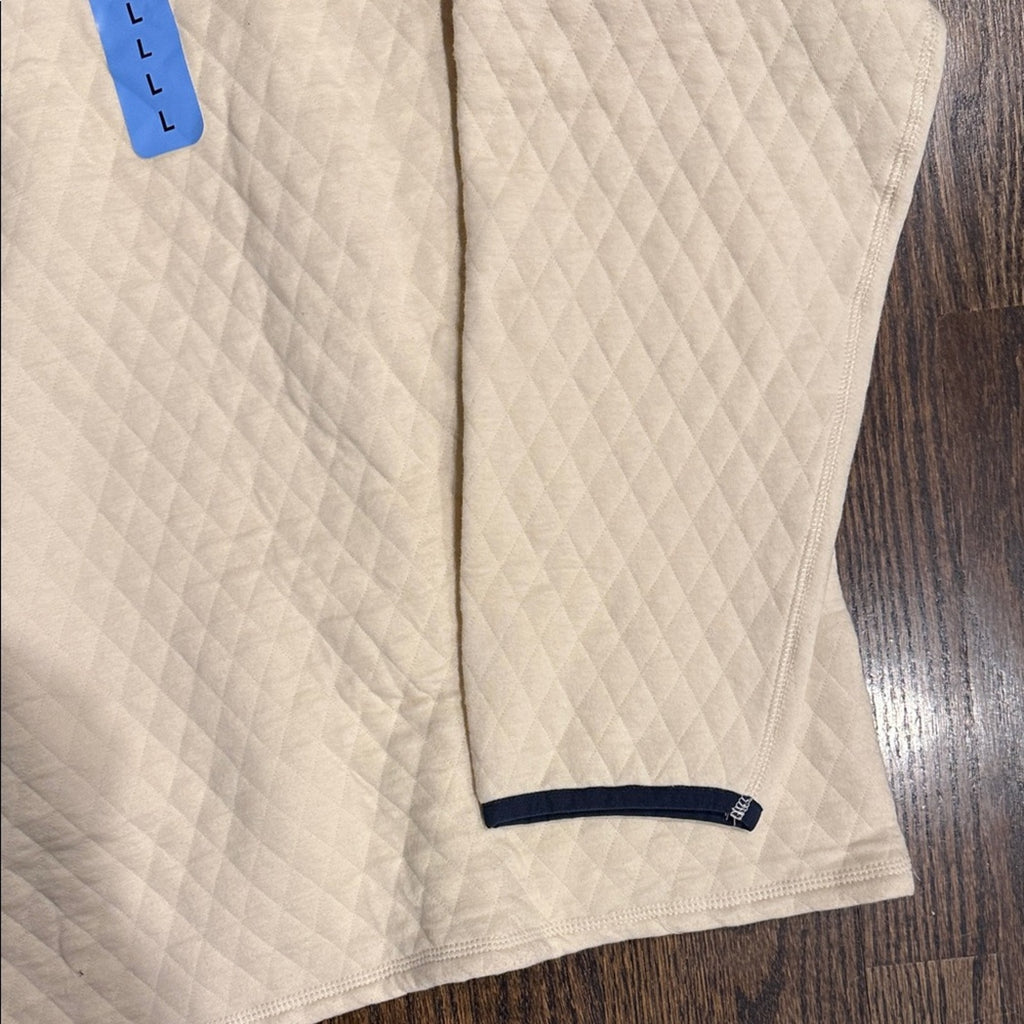 Lands End size large men’s Cream Quilted Pullover with Half-Zip new