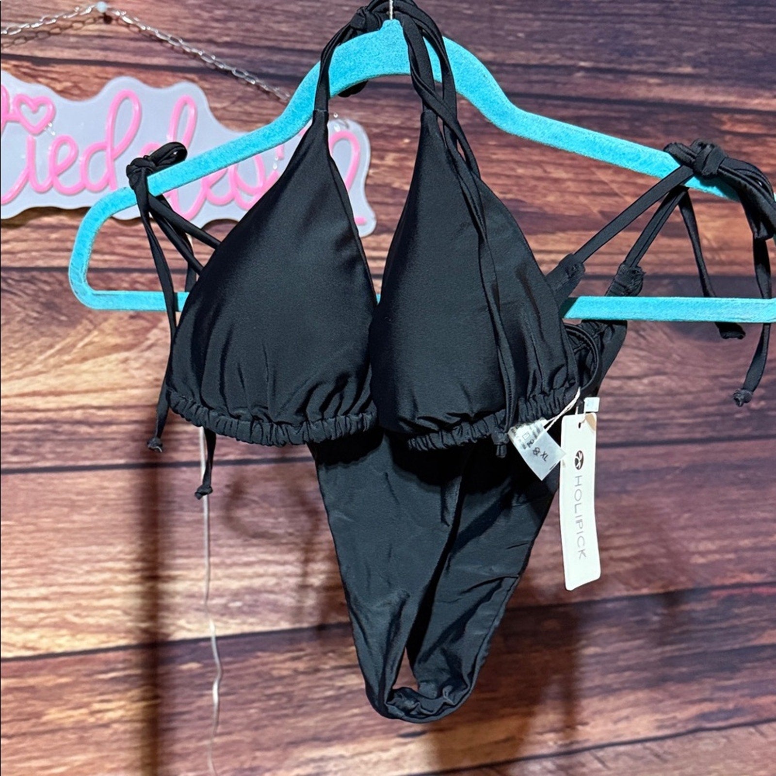Holipick xl swim  Women's Elegant Black Bikini runs small
