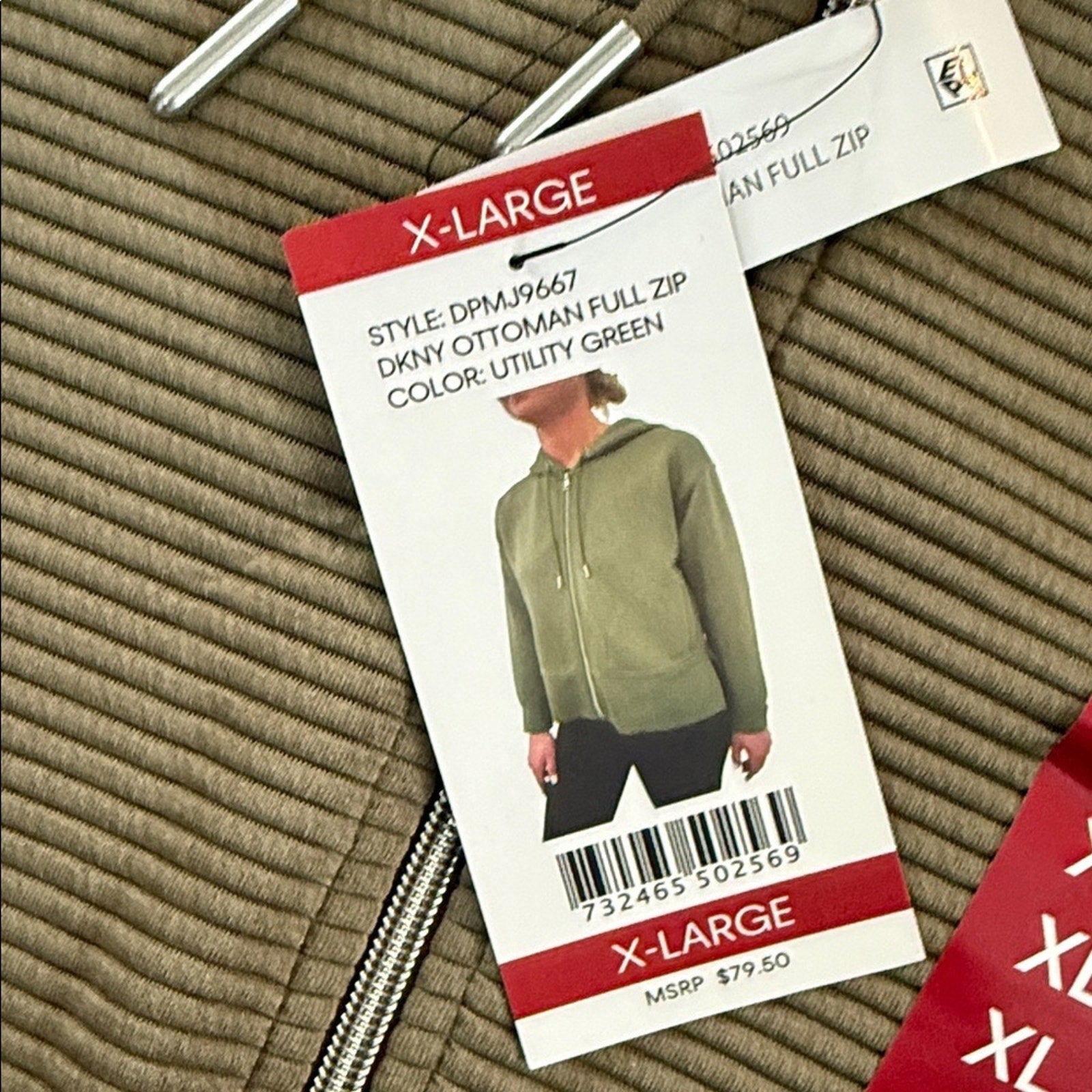 DKNY Women’s Utility Full Zip Hoodie Sweatshirt Olive Green Size XL NWT