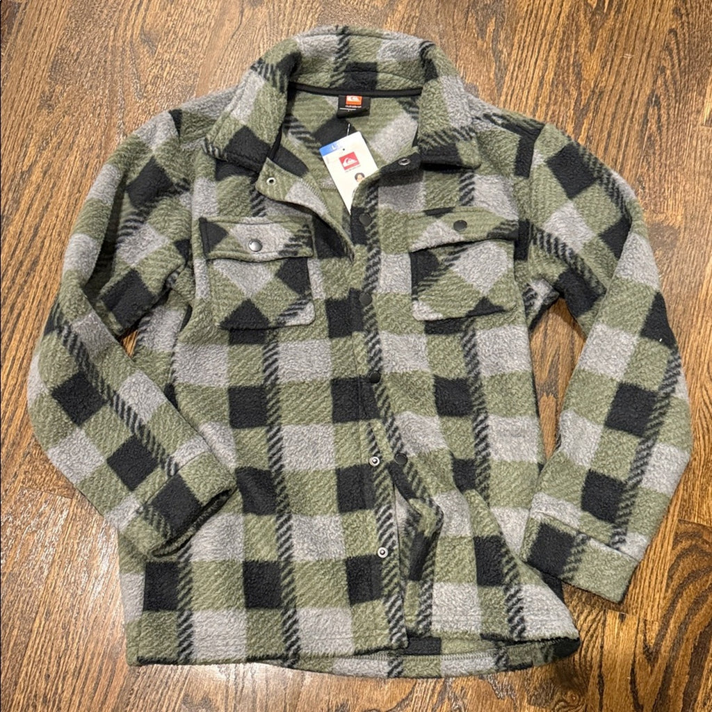 Quiksilver Black and Green Youth Jacket size xl 14/16
