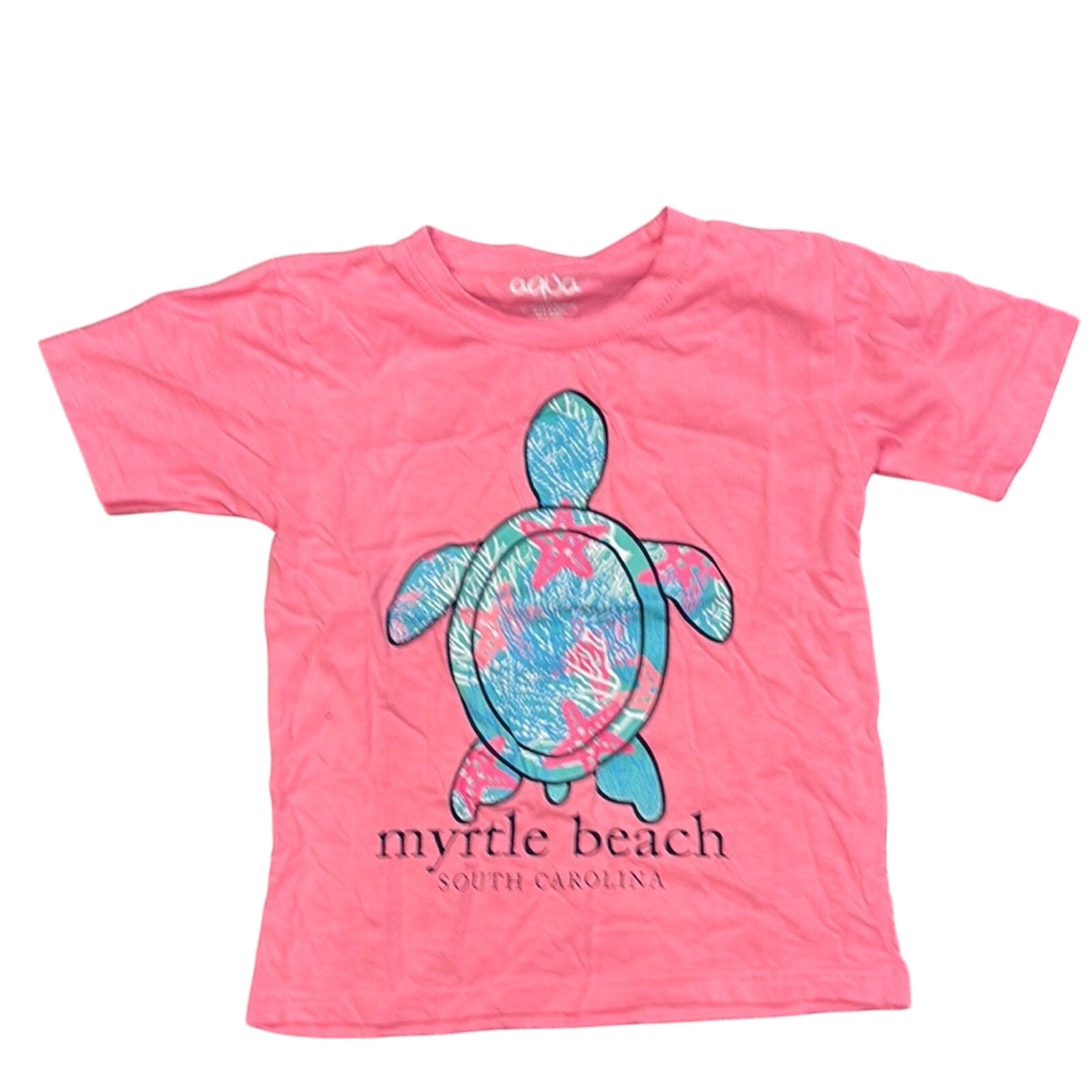 Aqua Kids Pink Myrtle Beach Turtle Tee kids XS