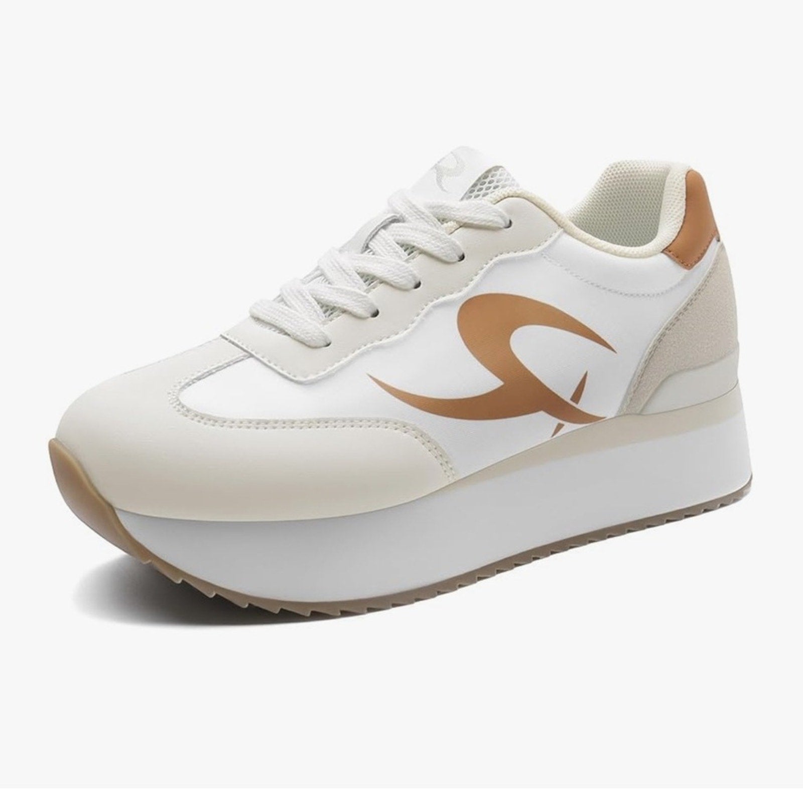 Cream & Tan Platform Sneakers Women’s Size 10 Comfortable Casual Shoes NWT