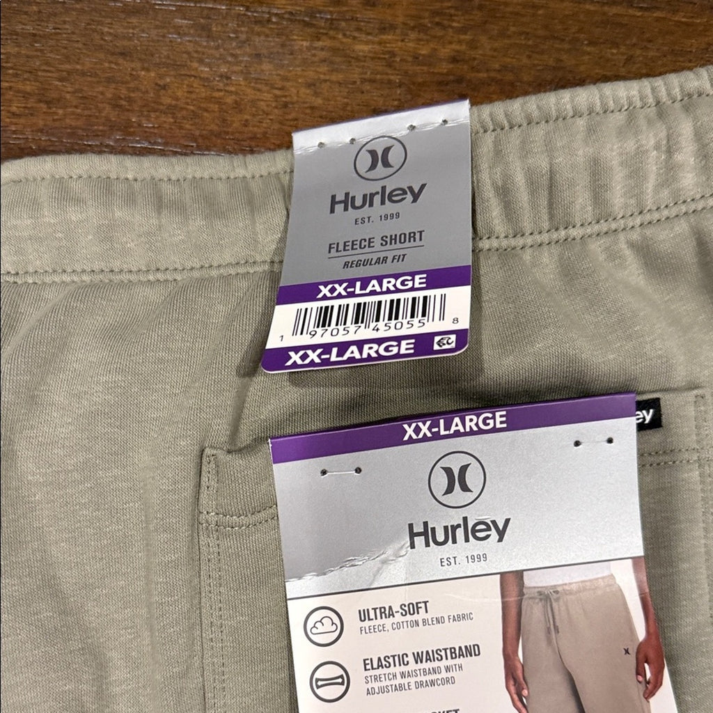 Hurley Men's Fleece Shorts - Olive xxl cozy shorts NEW