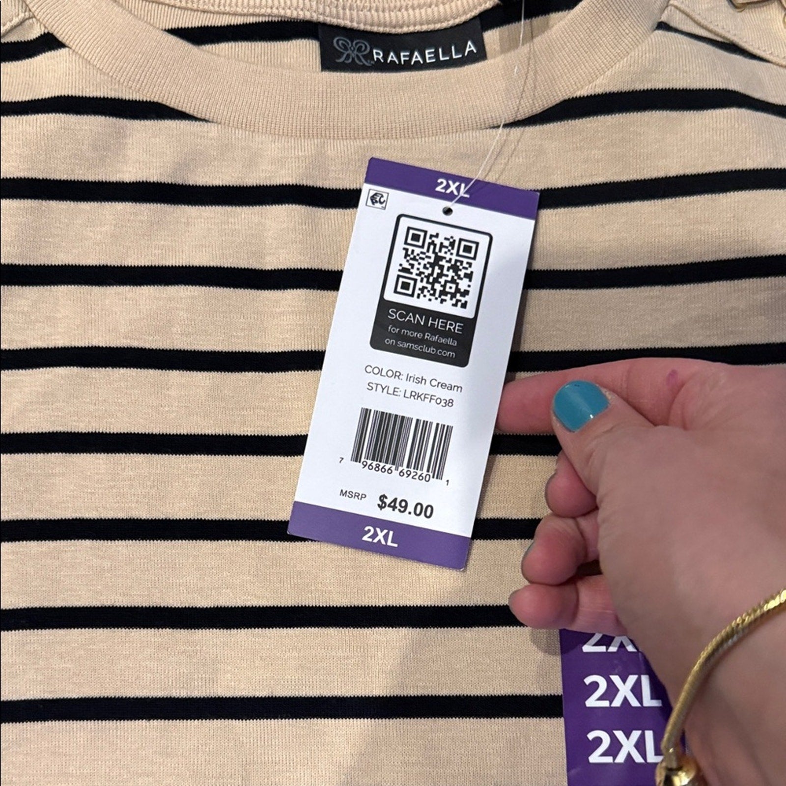 Rafaela blouse Striped Long Sleeve Top woman's 2X