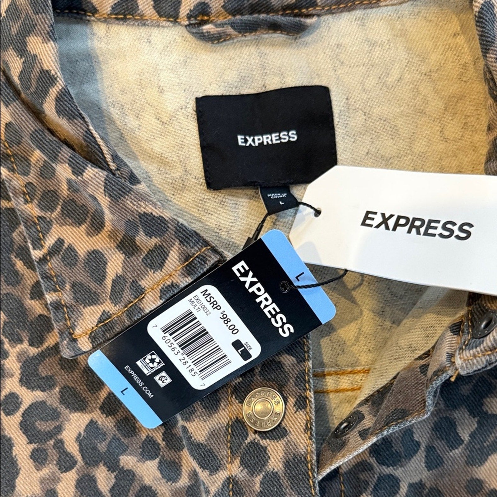 Express Leopard Print Button-Up Jacket woman’s large cheetah NEW