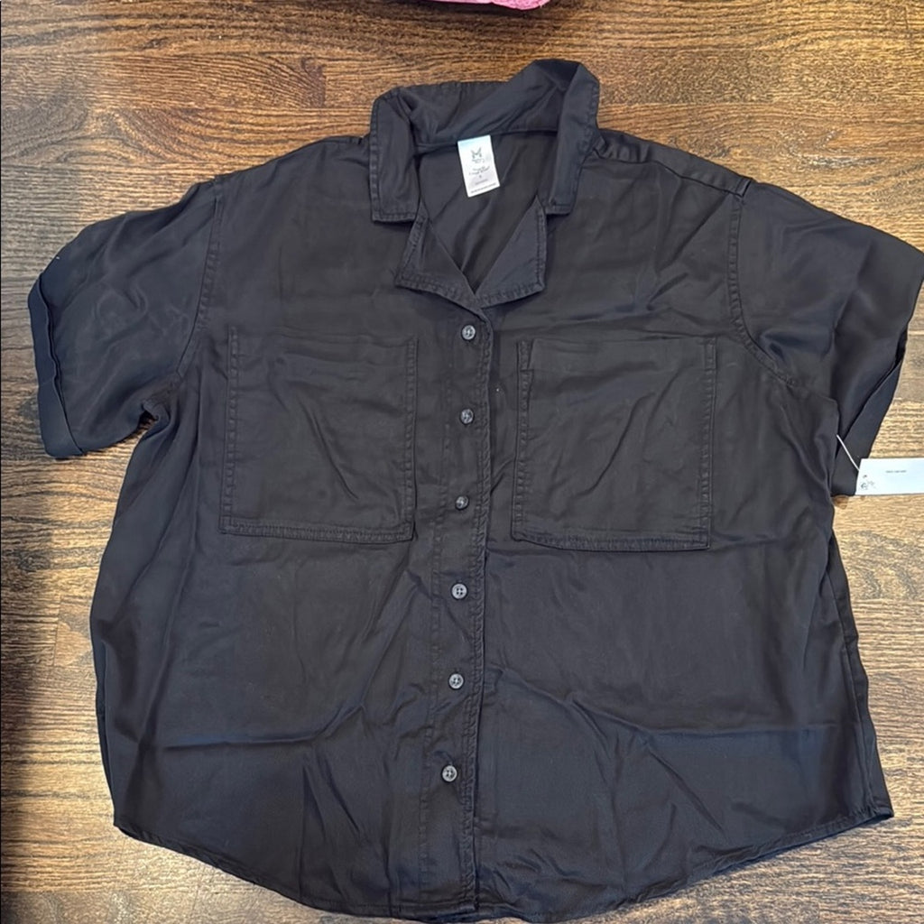 Member's Mark Ladies Black Short Sleeve Shirt large NEW