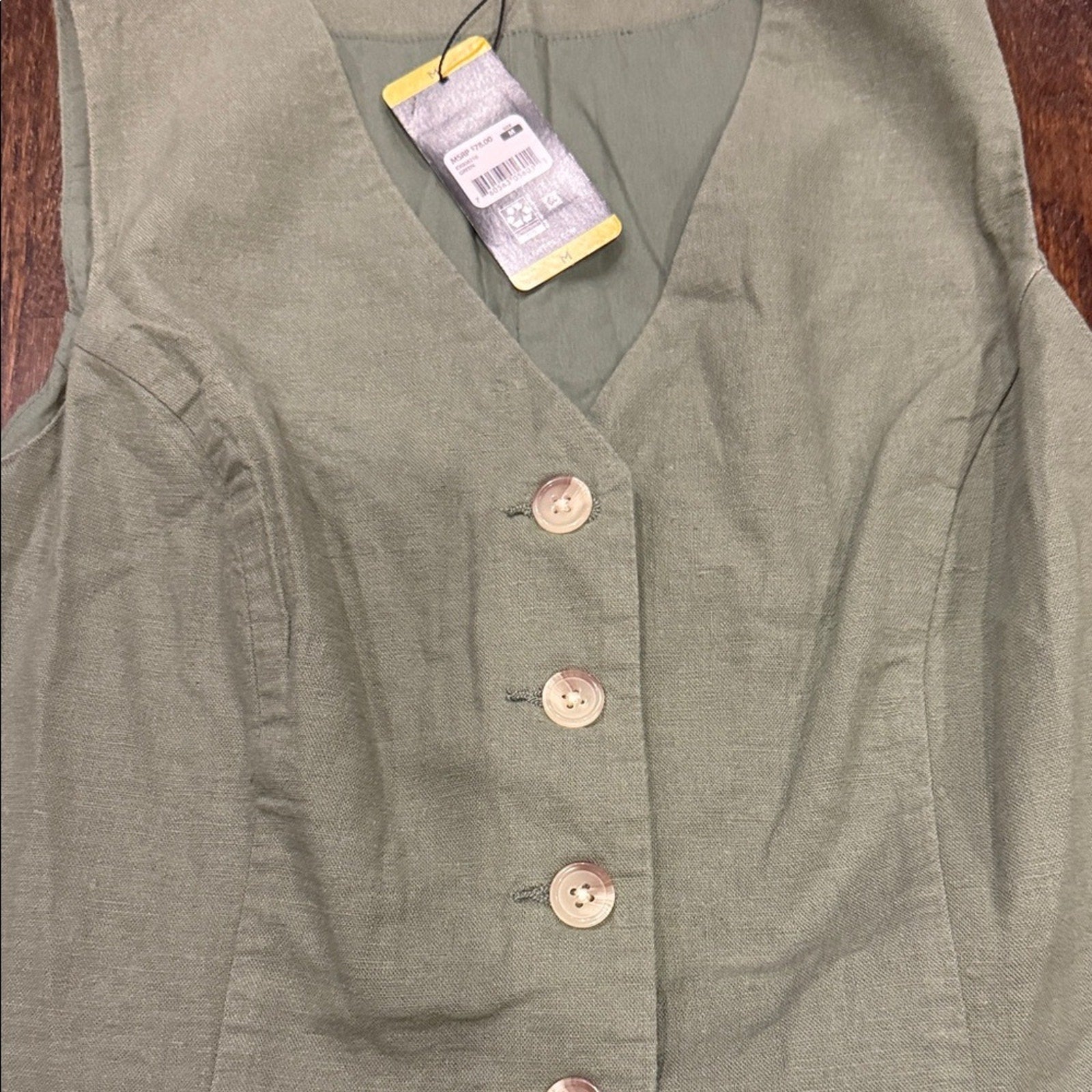Express Women’s Linen Vest Dress Medium Olive Green NWT
