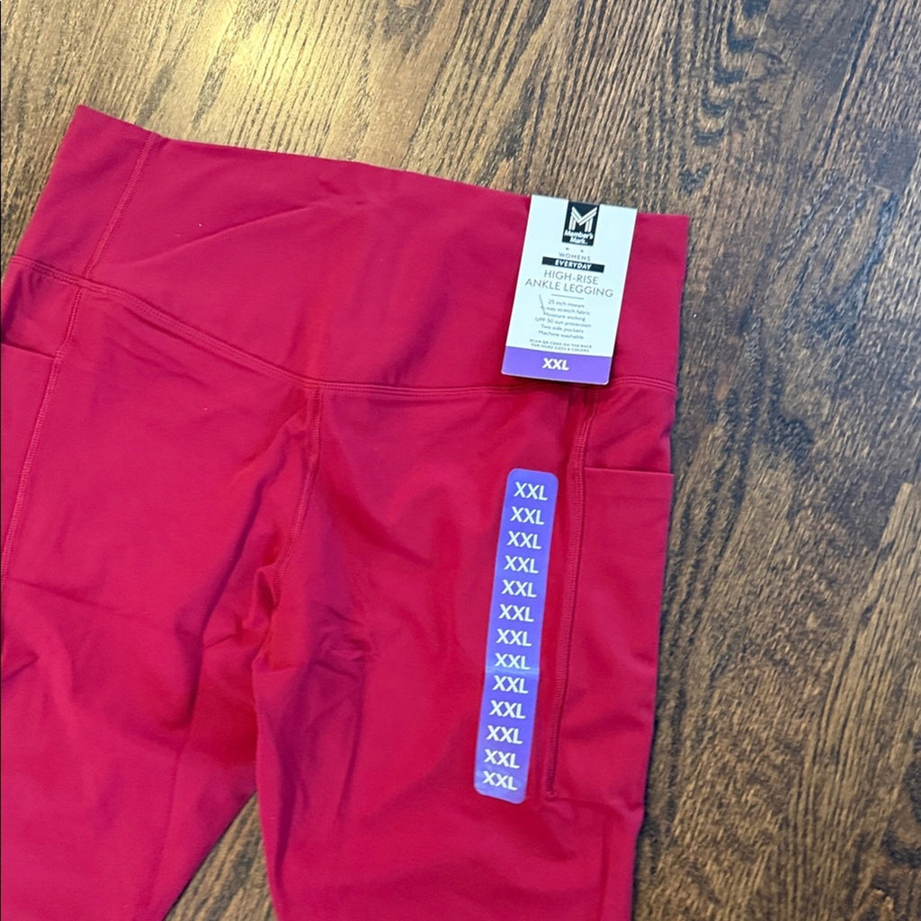 Members Mark Red Women's Leggings plus xxl with pockets nwt