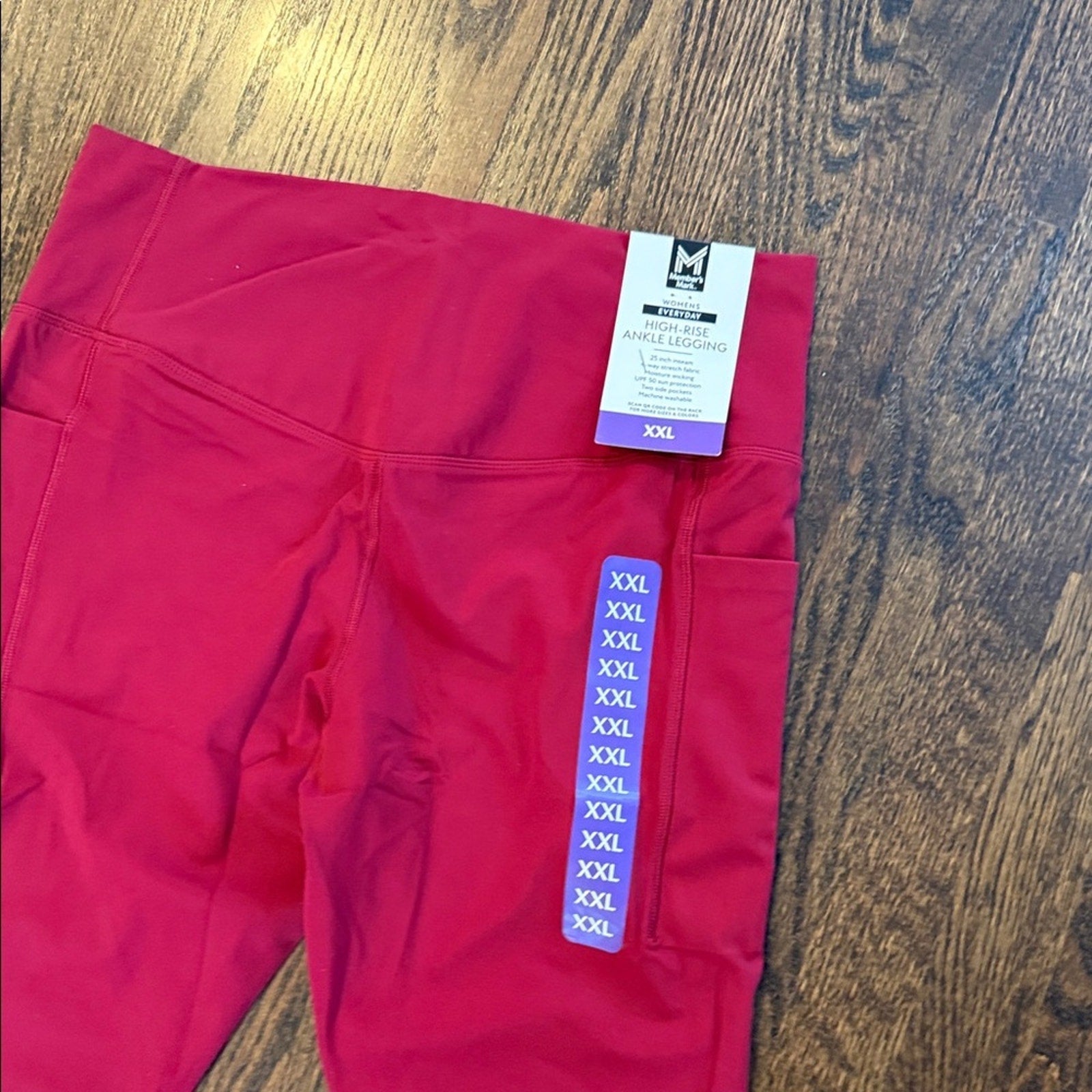 Members Mark Red Women's Leggings plus xxl with pockets nwt