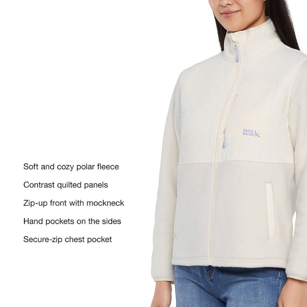 Eddie Bauer Cream Quilted Fleece Ziip up size small NWT