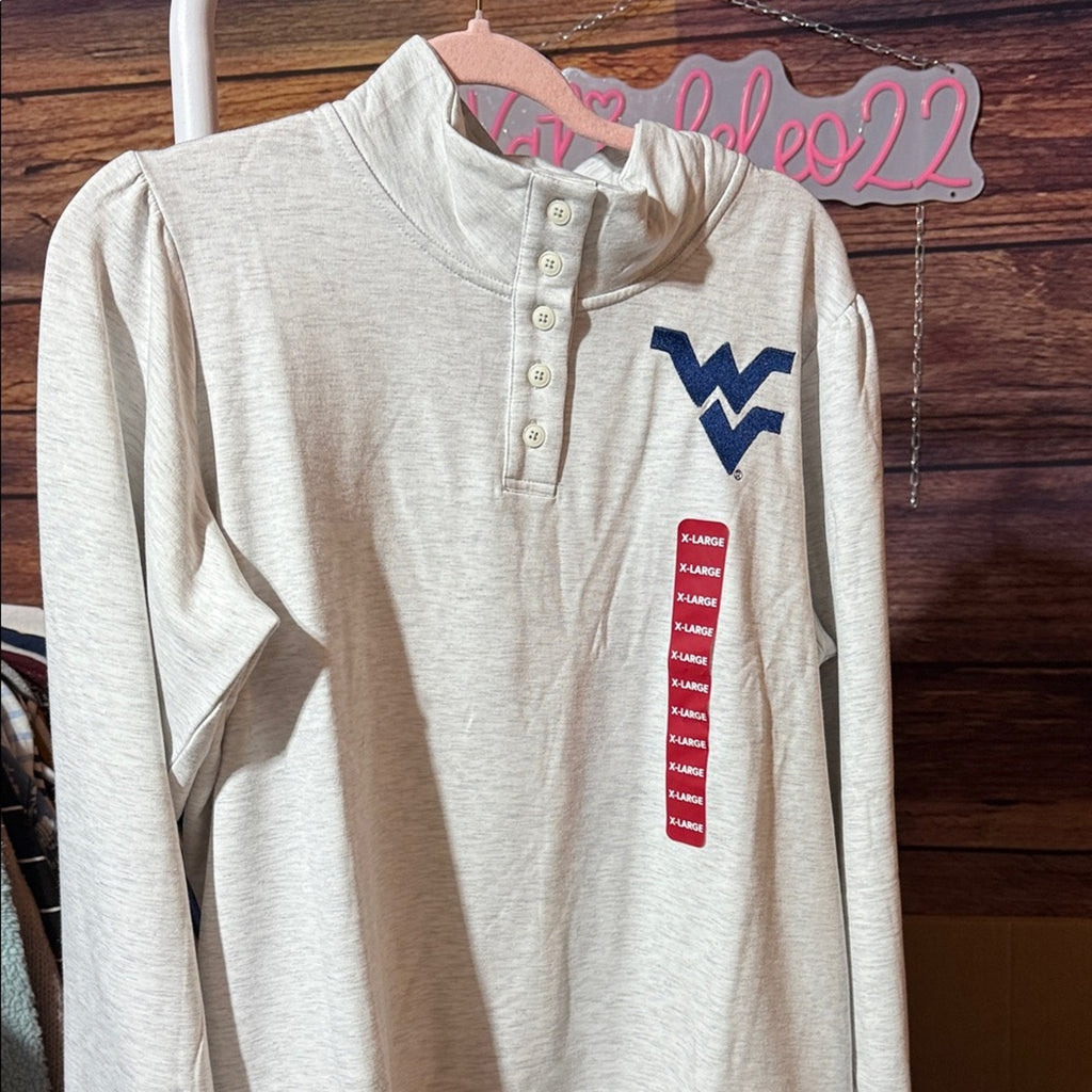 Liv Casual Women's NCAA Long Sleeve Fleece Lined Pullover Top WV Mountaineers XL