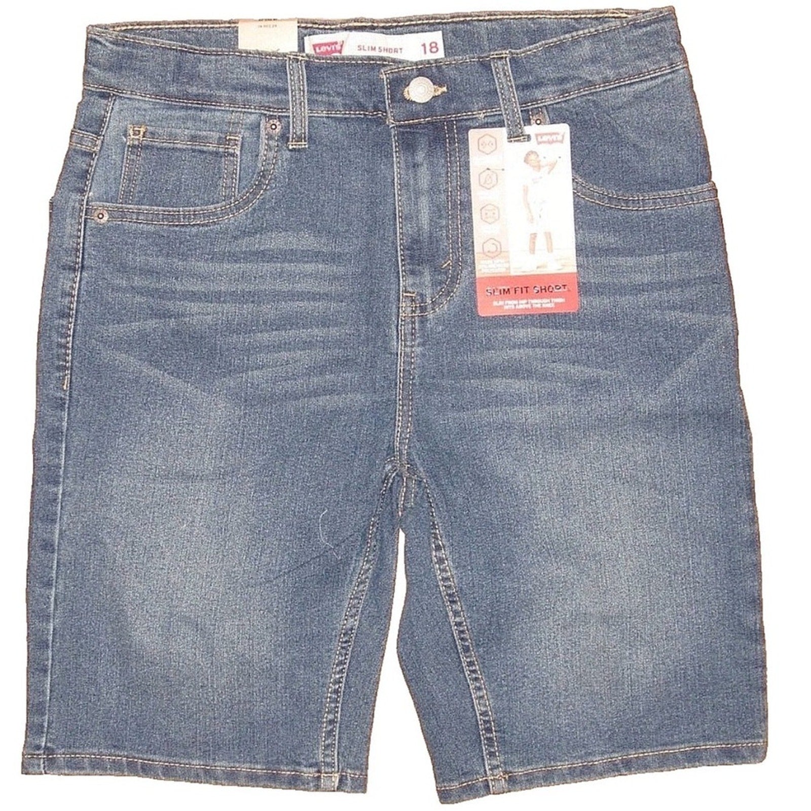 Levi's Blue Slim Fit Shorts 18 husky kids boys NEW
