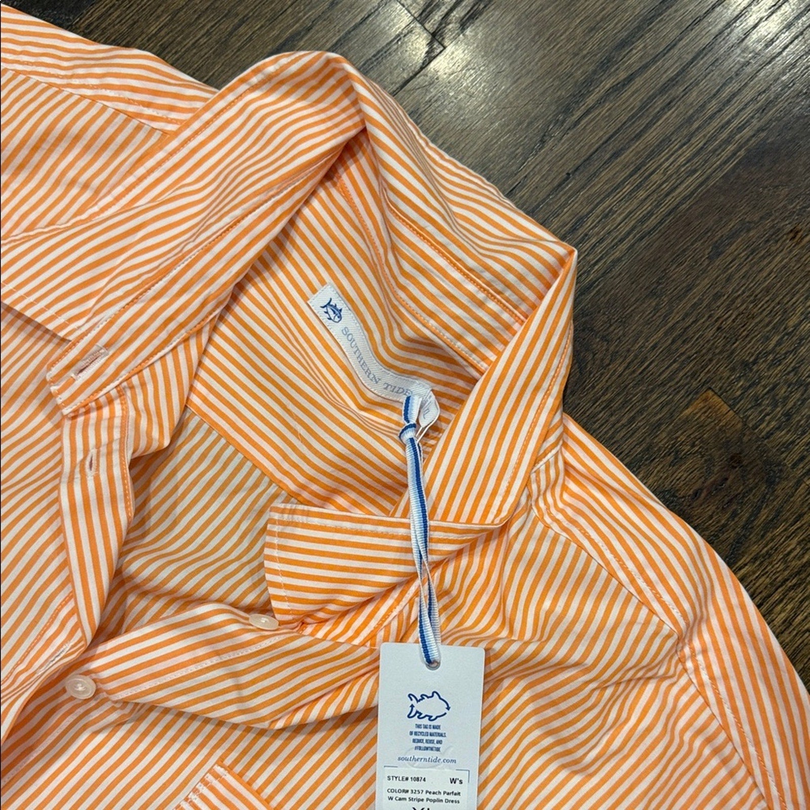Southern Tide beach Woman’s xl dress Orange Striped Shirt new