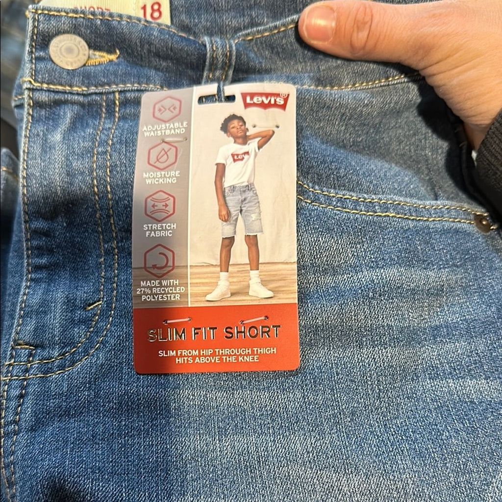 Levi's Blue Slim Fit Shorts 18 husky kids boys NEW