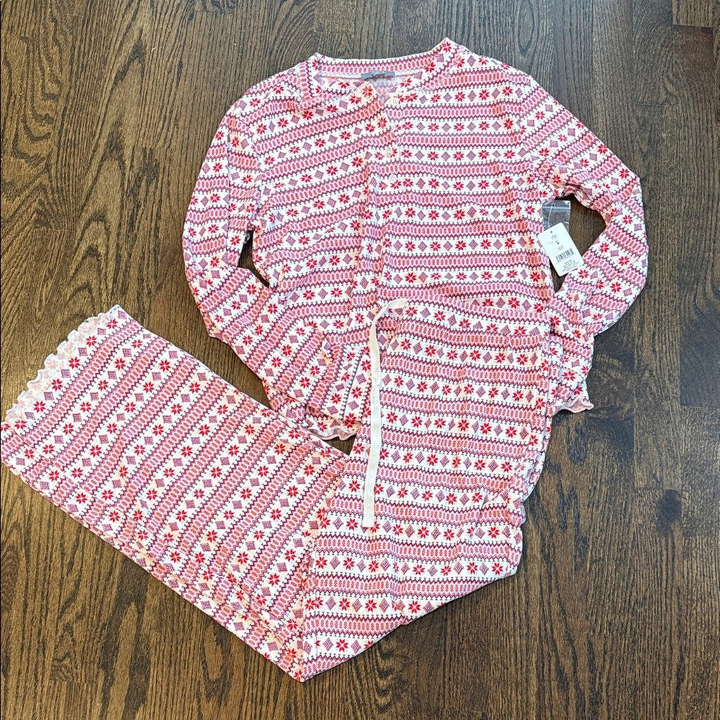 Loft Cozy Pajamas set in Red and White ladies lounge set Medium NEW