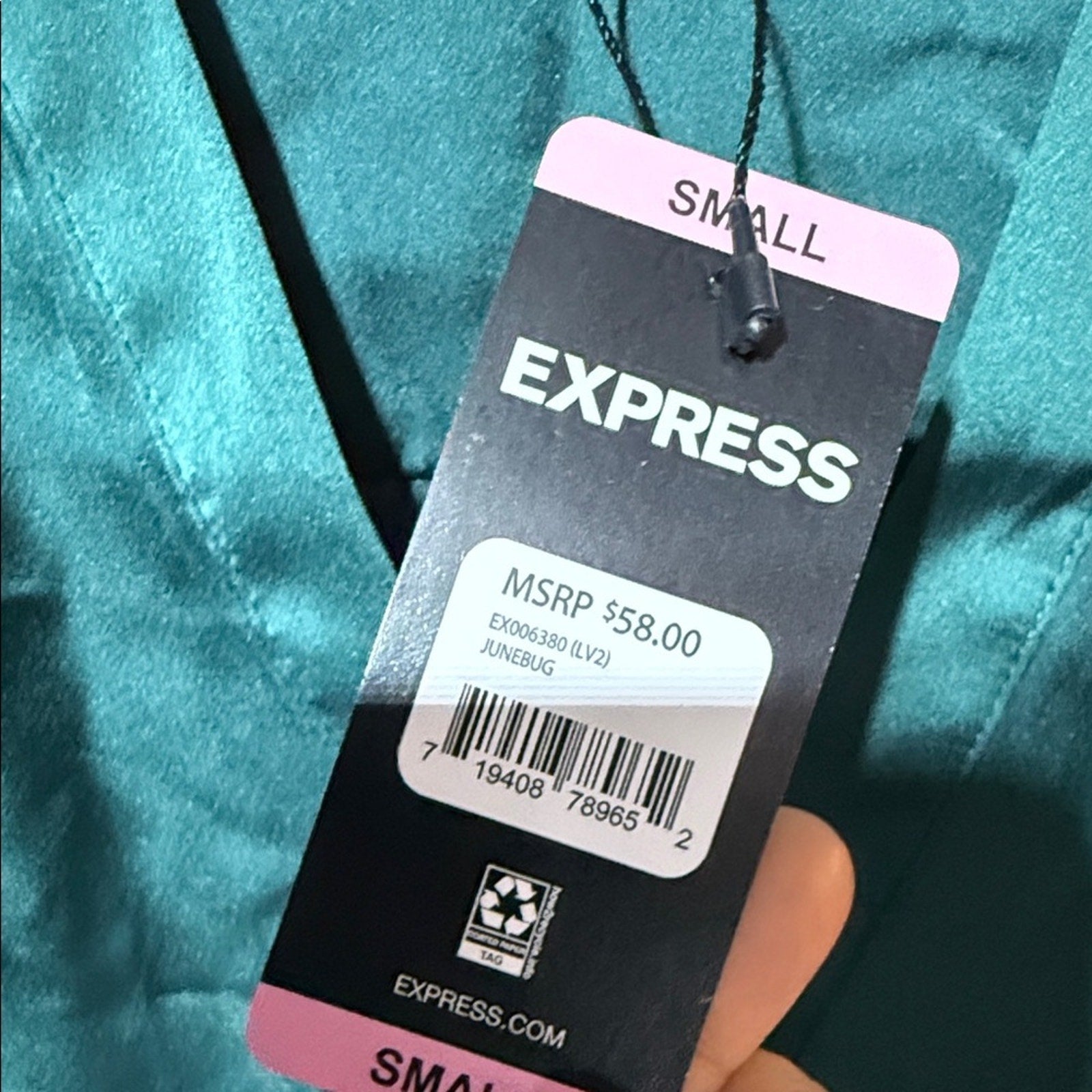 Express Emerald Satin V-Neck Blouse satin so cute 🥰 new small