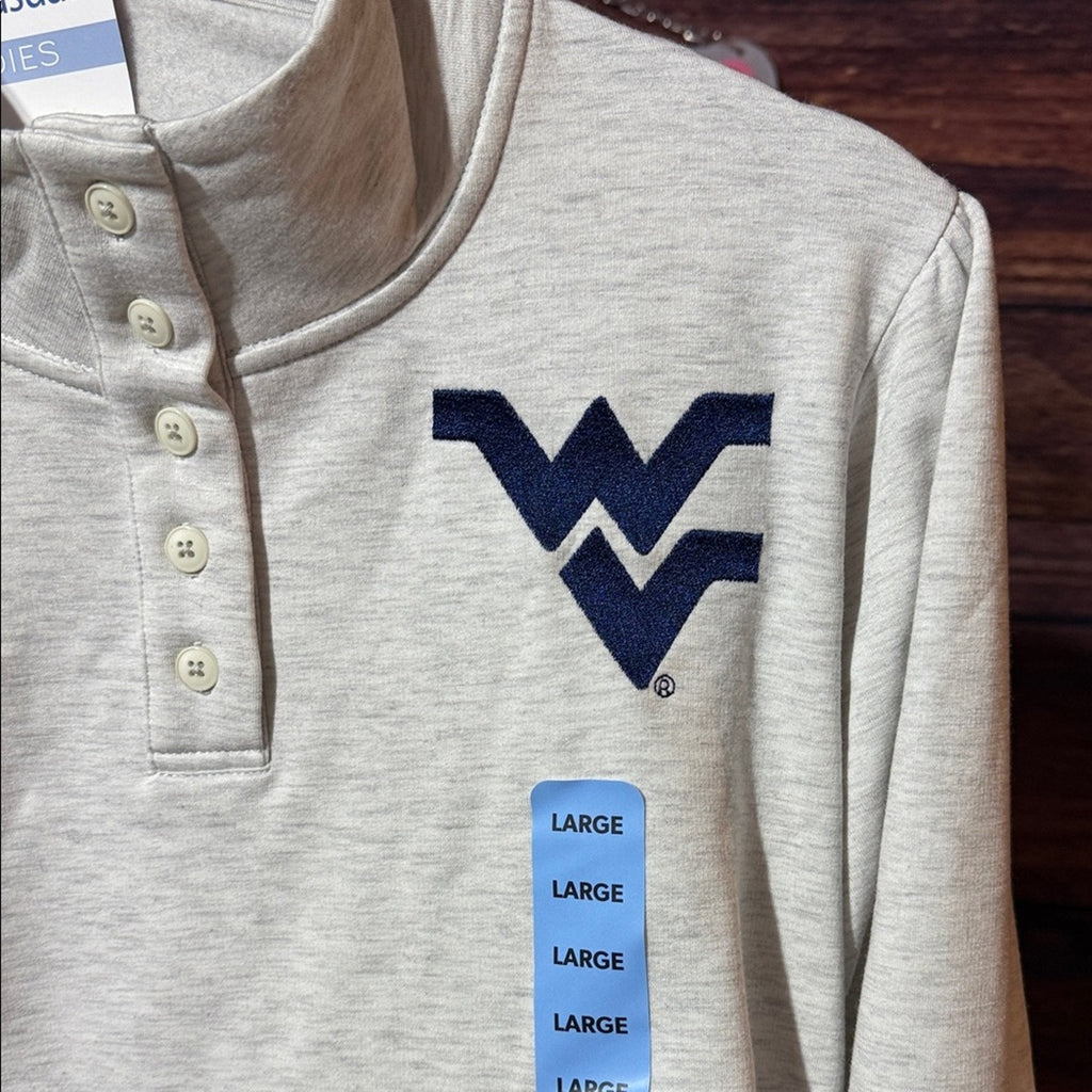 Liv Casual Women's NCAA Long Sleeve Fleece Lined Pullover Top WV Mountaineers XL