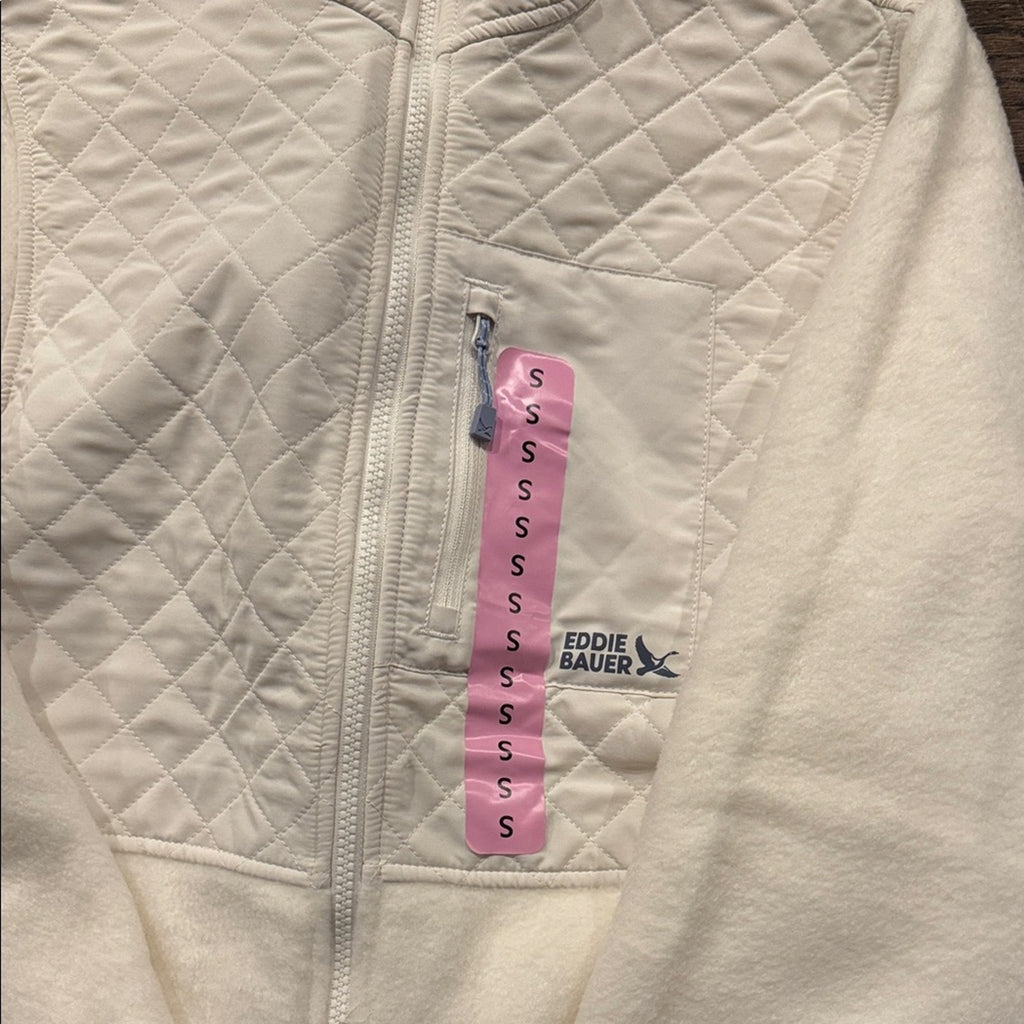 Eddie Bauer Cream Quilted Fleece Ziip up size small NWT
