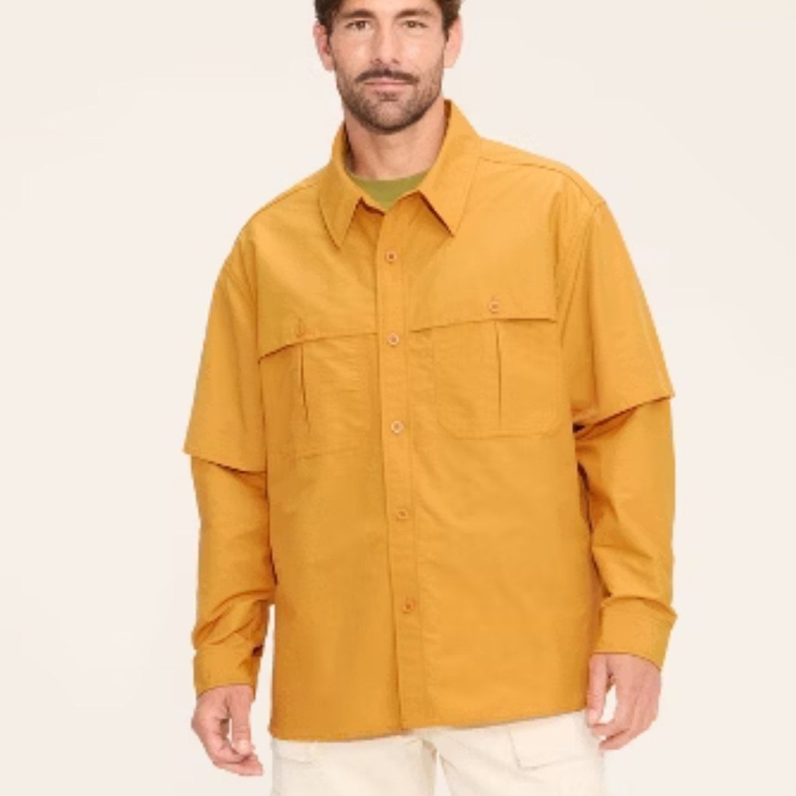Woolrich Men's Yellow Button-Up Jacket fishing shirt 🎣 size large NEW