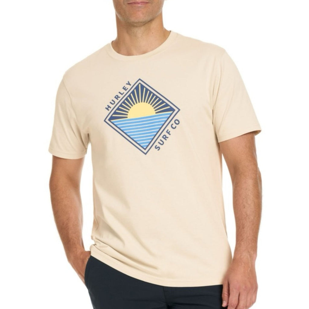 Hurley Men's cream  Short Sleeve Tshirt with Graphic Design xl