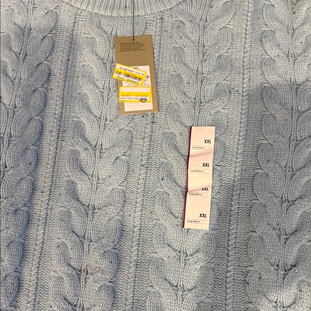 Goodfellow & co Men’s powder blue crew cable sweater Light Blue Cable Knit Sweater XXL NEW
