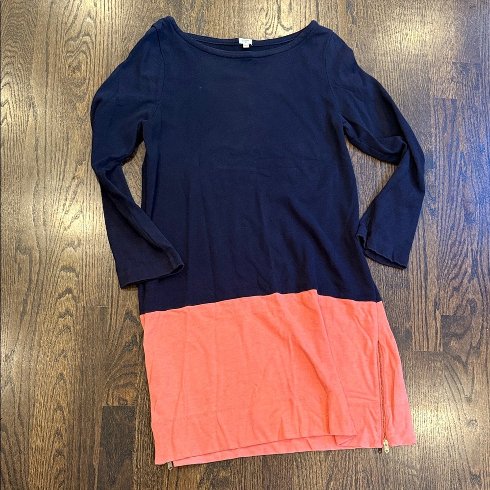 Navy and Coral Colorblock Dress j.crew small used