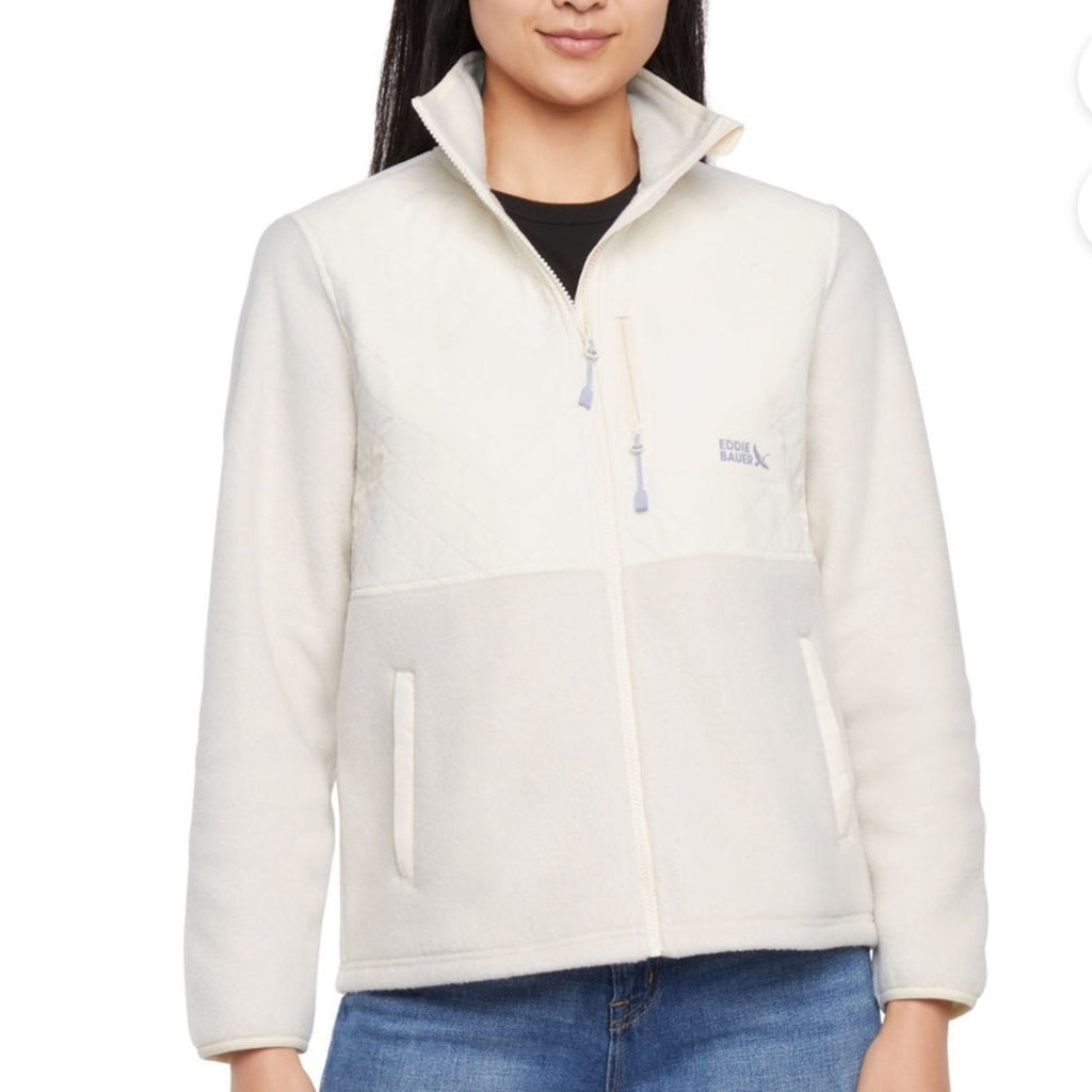Eddie Bauer Cream Quilted Fleece Ziip up size small NWT