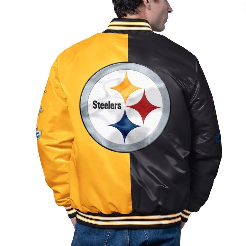 STARTER Black and Yellow Super Bowl Puffer men’s large Jacket Steelers NEW