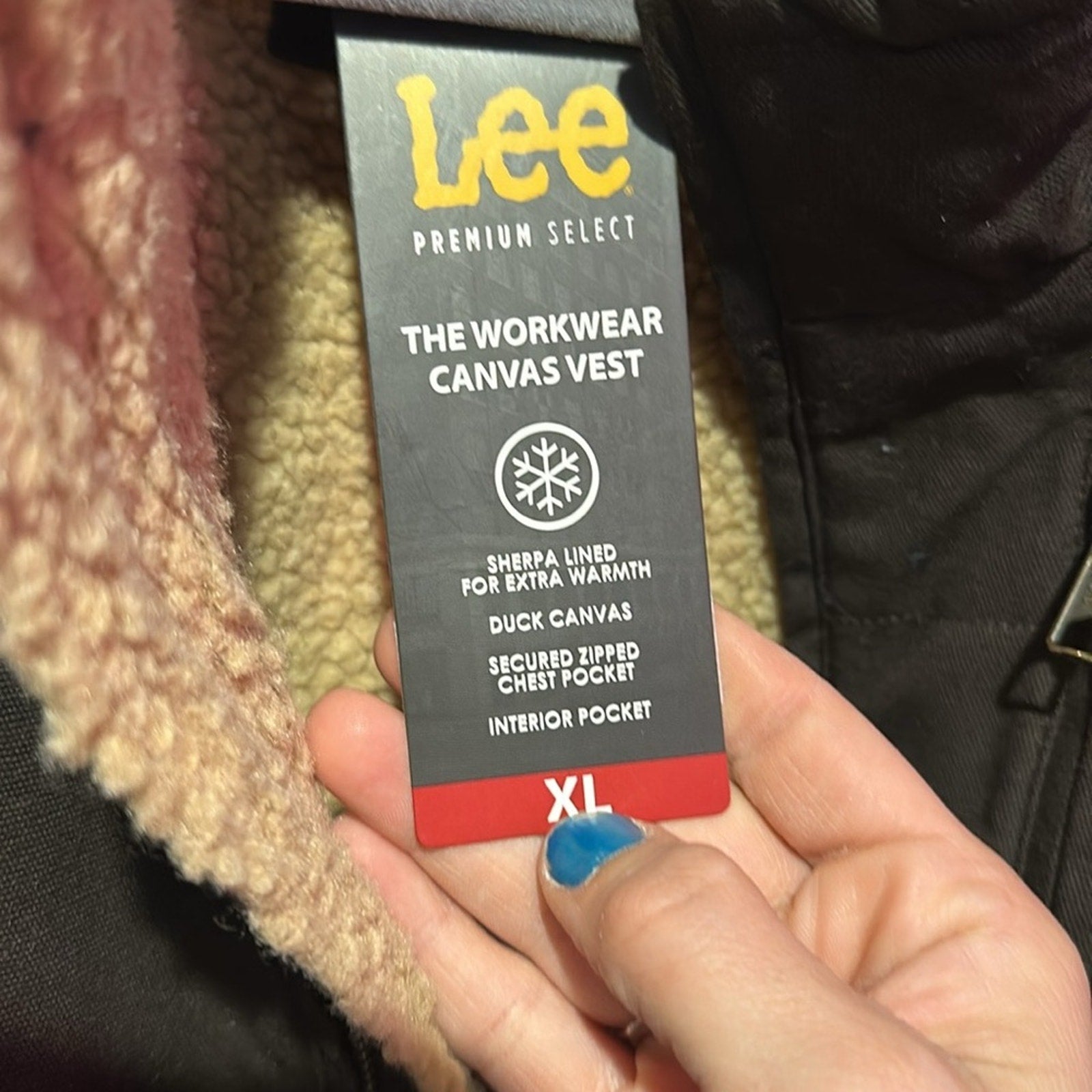 LEE New men’s brown Sherpa utility vest XL