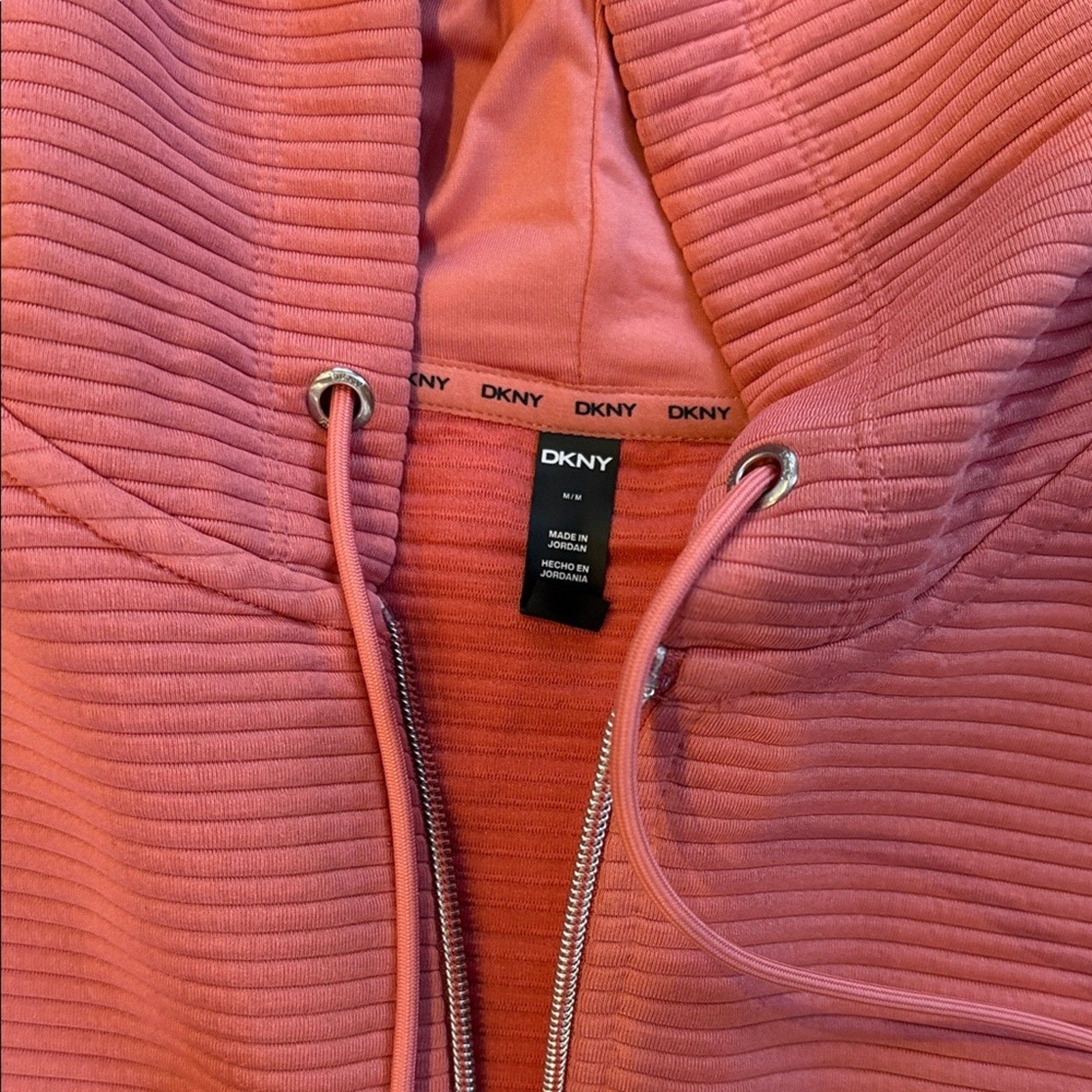 DKNY Pink Textured Zip-Up Hoodie Jacket – Women’s Medium – New With Tags