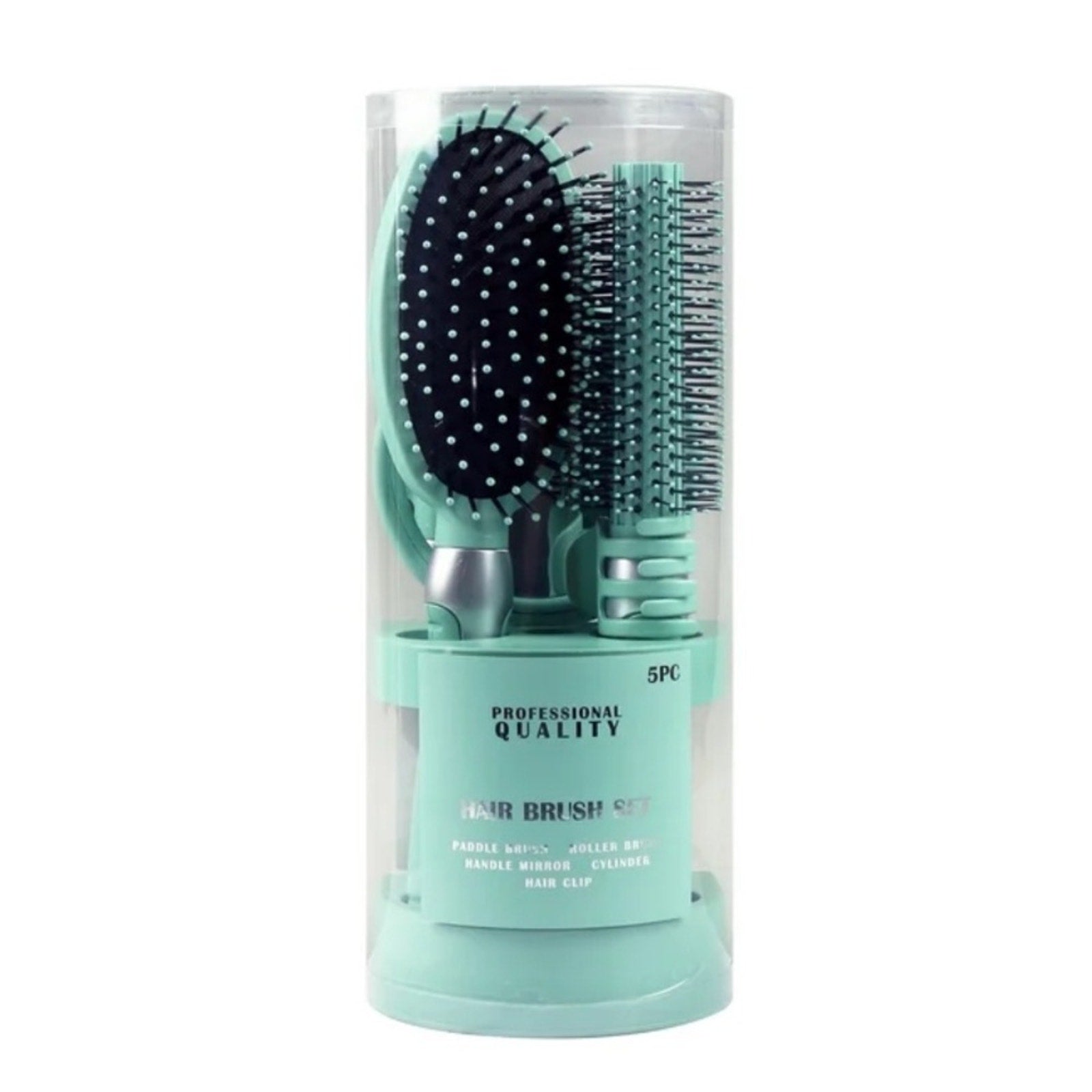 Green Hair Brush Set 5 piece gift set