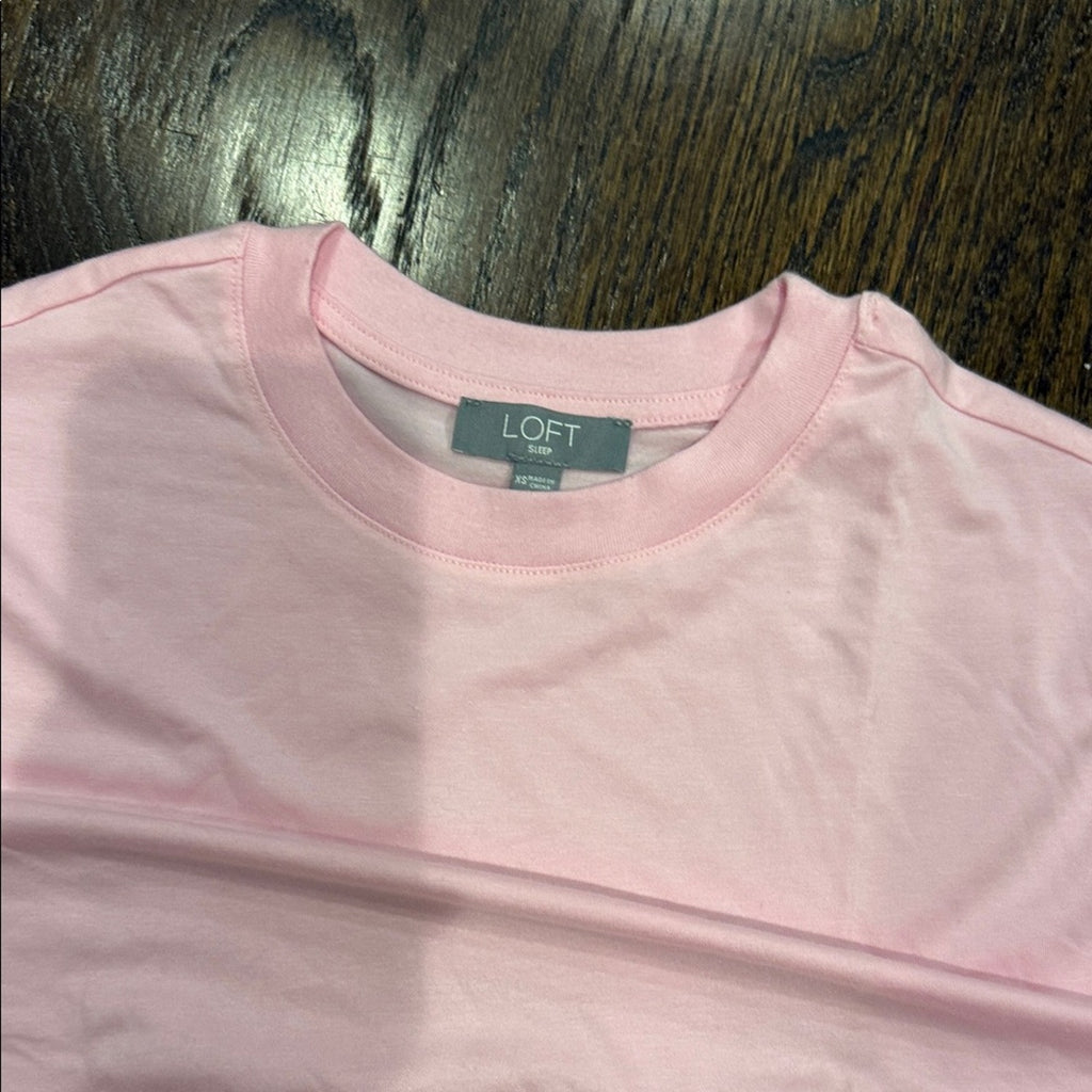 LOFT Pink T-Shirt and Shorts Set biker 2 piece pj set xs NEW