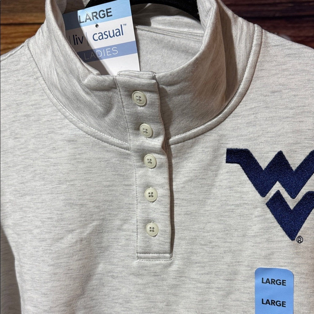 Liv Casual Women's NCAA Long Sleeve Fleece Lined Pullover Top WV Mountaineers XL