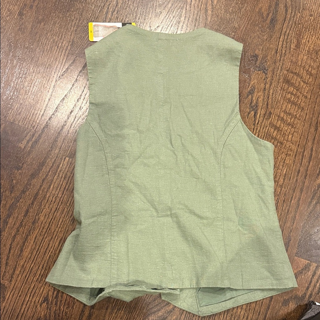 Express Women’s Linen Vest Dress Medium Olive Green NWT